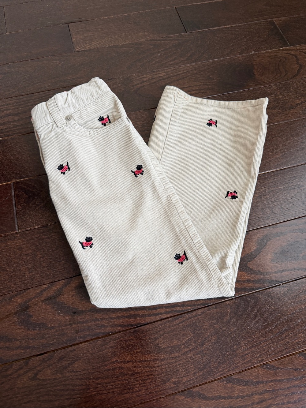 J.Crew Crewcuts Girls Scottie Dog Motif Embroidered Dog Corduroy Pants size 6